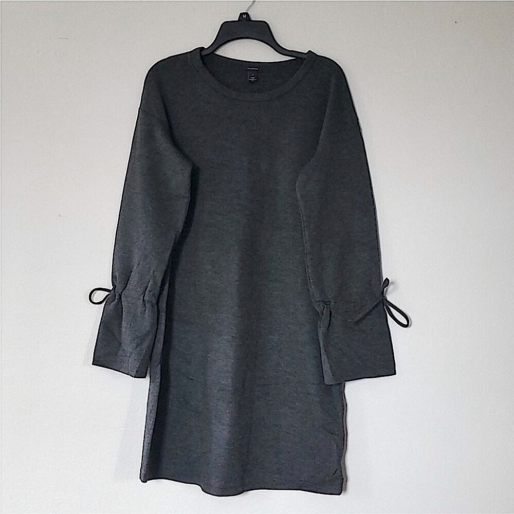 NWOT Halogen Dress •Beautiful Statement Long Sleeves in Dark Charcoal - Picture 6 of 10